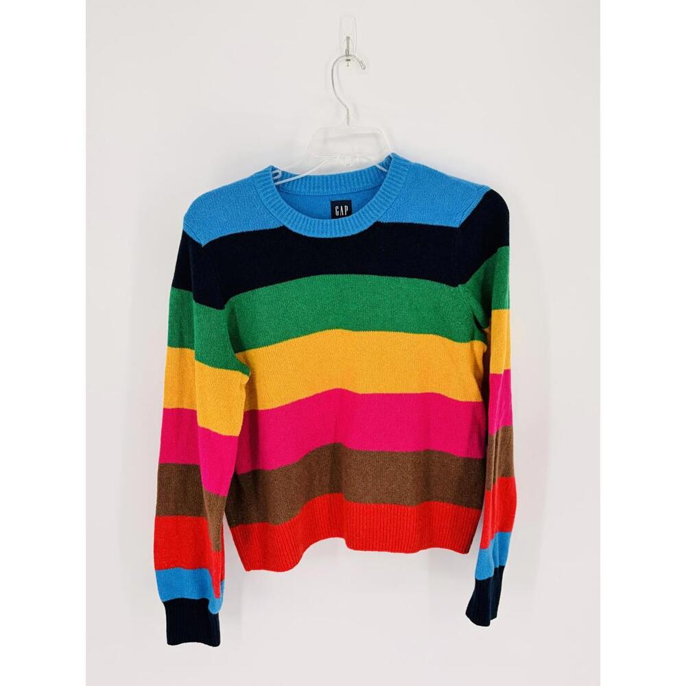 GAP Colorful Striped Sweater Relaxed Fit Large Wool Blend
